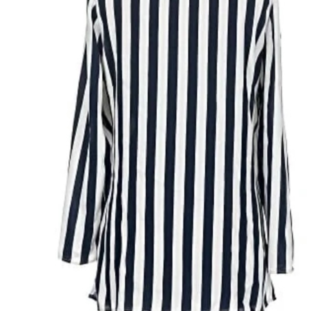 Chicos Long-sleeve Navy and White Blouse - Picture 3 of 4